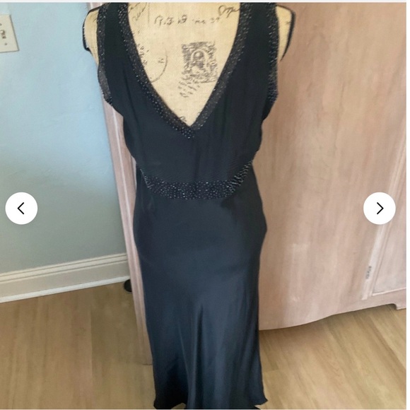 VTG Emanuel Ungaro Black silk beaded slip dress Y2K CBK style minimalist 10 - Picture 8 of 14